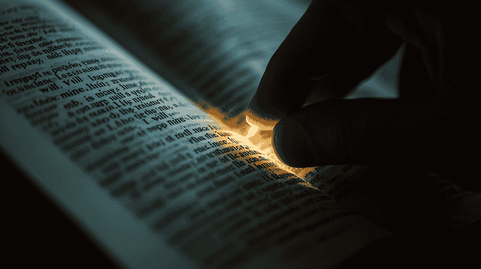 Person relying on the wisdom of the Bible in the face of adversity