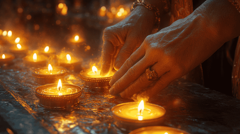 image of a candle in a Catholic church