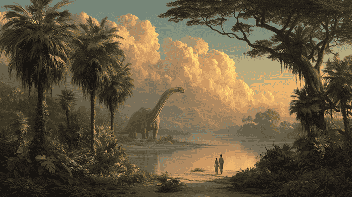 Humans living with dinosaurs