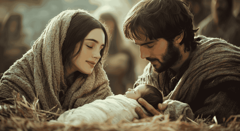 representation of mary joseph and baby jesus