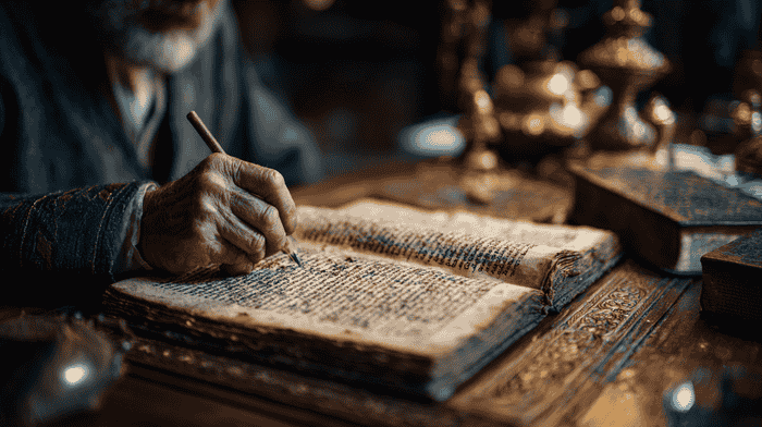 Scholar translating the Bible