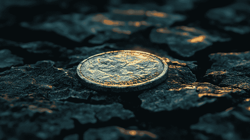 A silver coin symbolizing Judas betrayal